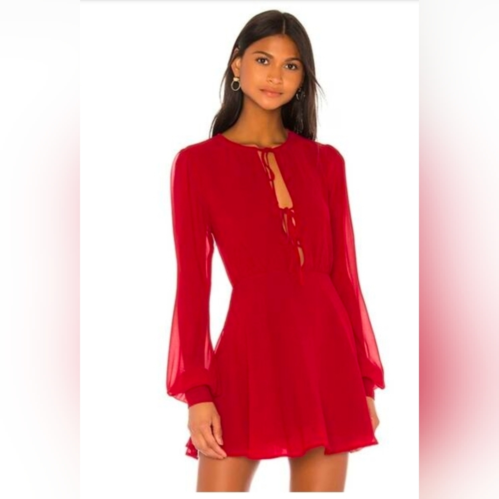 NEW Privacy Please Red Easton Chiffon Mini-Dress | Women's Size Medium NWT